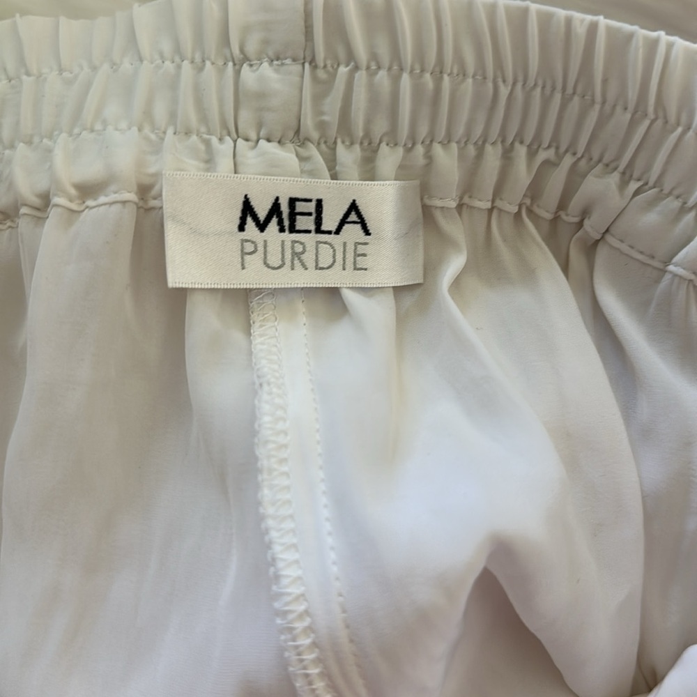 Mela Purdie White Soft Vent Palazzo Pants with Tie Pockets Sz S - Picture 4 of 5